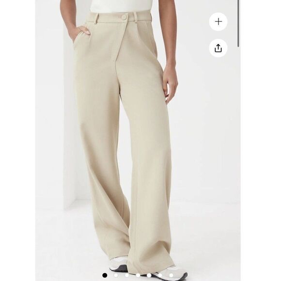 4th Reckless Archer Asymmetric Trousers High Waisted Beige Women's S NEW - Picture 1 of 8